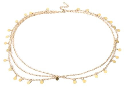 Kopfkette Haarkette Gold Damen,Pailletten Quasten Boho Kopfschmuck,Stirnband für Braut Hochzeit Festival Kostüm,Haarschmuck für Frauen und Mädchen