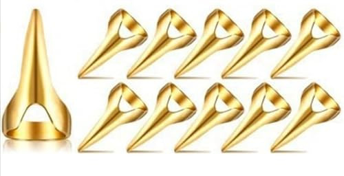 10 Pcs Gold Hairs Parting Retro Punk Hair Selecting Tools Gothic Nail Finger Cosplay Claws Metal Full Finger Ring for Braiding Curling Styling Hair Extensions Accessories