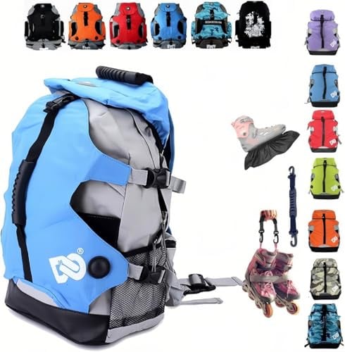 ZBH1985 Mehrfachfächer-Rollschuhrucksack zur Außenaufbewahrung von Inlineskates, Quad-Skates, Kunstlaufschuhen und Eisläufern