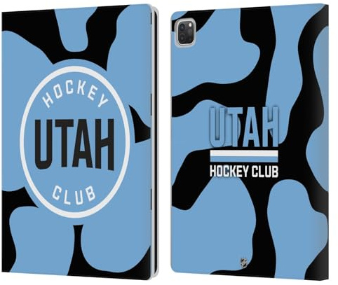 Head Case Designs Offizielle NHL Kuhmuster Utah Mammoth Leder-Wallet-Hülle Kompatibel mit Apple iPad Pro 12.9 2020/2021/2022