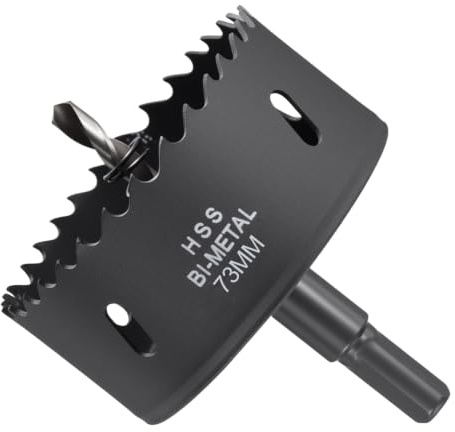 METALLIXITY Bi-Metal Hole Saw 2-7/873mm M42 HSS for Hard Steel Black | Circular Head Hole Cutter with Center Drill Bit for Stainless Steel Sheet