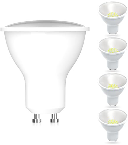 CQTLED Energieklasse B GU10 LED Kaltweiß Lampen, 6000K Kaltweiss, 4,6 Watt, 788 Lumen, 80W Halogen Ersatz, Nicht Dimmbar, Abstrahlwinkel 110° Leuchtmittel, 5 Stück