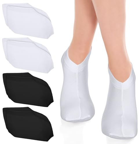 Guduling 4 Paar Fusspflege Socken, Feuchtigkeitsspendende Socken | Baumwolle Gelsocken zum Befeuchten der Füße, Wiederverwendbare, Reparieren und Erweichen Rissiger Fersen (Rosa,Weiß)