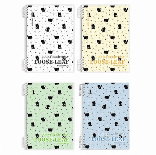 4 Stück B5 Notizbuch Liniert, Journal Hardcover, 120 Seiten Tagebuch, Ringbuch Herausnehmbar, Matte PP-Hülle Schulhefte, Heft für Tagebuch, Schreiben, Arbeit, Büro, Schule, 18 X 25.5 cm (Farbig 1)