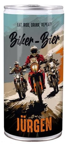 Lustapotheke® Personalisierte XXL Bierdose mit Motorrad-Motiv – 1 Liter Biker Bier – Name & Wunschtext individuell – Geschenkidee für Motorradfahrer – Dosenbier zum Geburtstag oder Vatertag