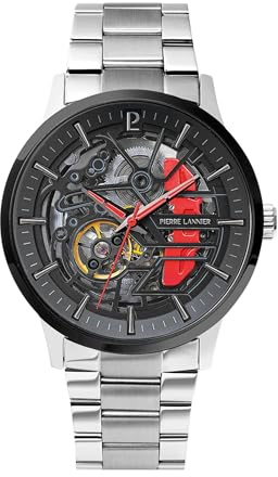 Pierre Lannier - Armbanduhr Automatic Paddock - Automatic Uhrwerk - Gehäusedicke: 12.3 mm - Gehäusebreite: 43 mm - Edelstahl - Noir - 5 ATM