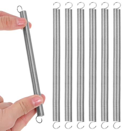 6 Stück Zugfedern mit Haken Edelstahl Spannfeder Zugfedern, Länge 16.5cm Außendurchmesser 10mm Sortiment Stahlfeder Spannfeder