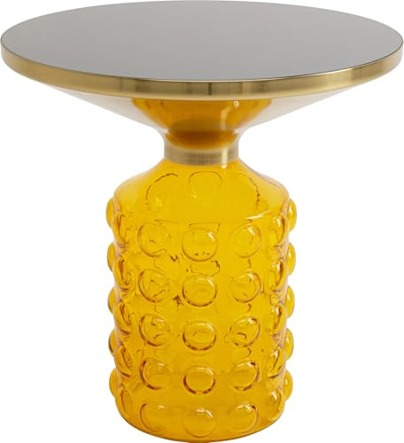 Kare Design Beistelltisch Lola Gelb, gelb, rund, Durchmesser 35 cm, Glassockel, Couchtisch, Wohnzimmer, Nachttisch