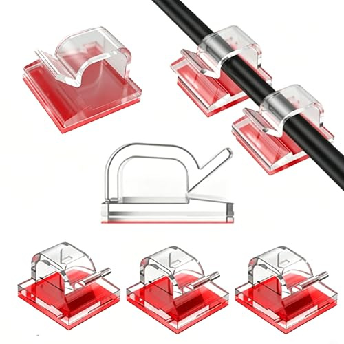 Kabelhalter Selbstklebend,50 Stück Kabelführung Organizer Kabelclips Selbstklebend Outdoor Kabelklemmen,Klebe Kabelhalter ohne Bohren für TV, PC, Laptop Ethernet Kabel Desktop - Transparent
