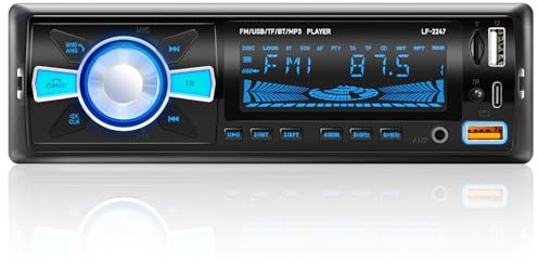 Haslaky RDS Bluetooth Car Radio mit Ladeanschluss Typ C, FM/AM Car Radio Bluetooth 5.0, 4 x 65 W, 1 DIN Car Radio unterstützt Freisprecheinrichtung/2 USB/AUX/SD/TF/EQ/DSP/MP3-Player