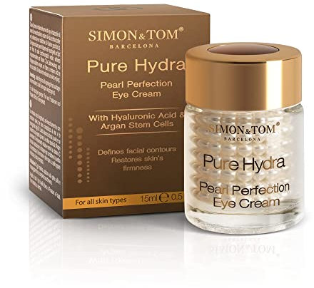 Simon&Tom Pearl Perfection Eye Cream - Crema contorno occhi idratante - Gel per le borse sotto gli occhi - Azione Antirughe con Acido Ialuronico - Riduce visibilmente Gonfiori e Occhiaie - 15 ml