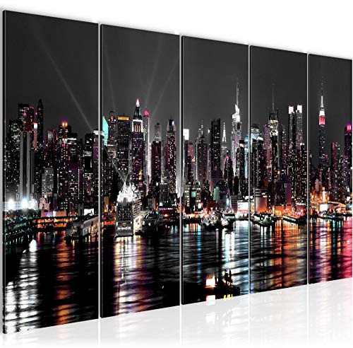 Runa Art Wandbild XXL New York City Wohnzimmer Büro 200 x 80 cm Bunt 5 Teilig - Made in Germany - 601955a
