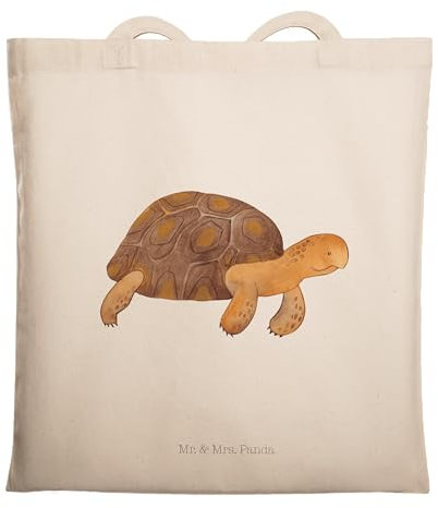 Mr. & Mrs. Panda Tragetasche Schildkröte Marschieren - Geschenk, Beutel, Schultertasche, Urlaub, Meerestiere, Lieblingsmensch, Beuteltasche, Shopper,