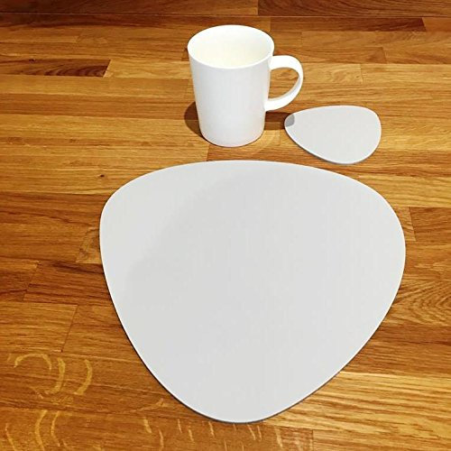 Super Cool Creations Kieselstein-Tischset und Untersetzer, hellgrau, 4 Tischsets und 4 Untersetzer