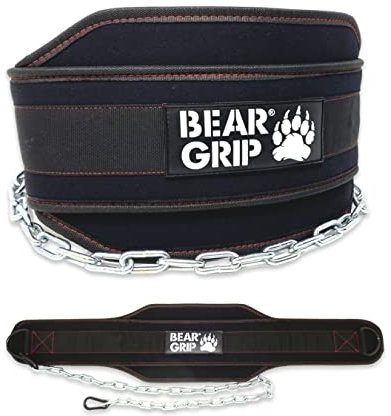 Bear Grip -Weighted Dip & Pull up Belt for Strength Training, Bodybuildng (Black)