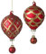 Set of 2 - Hot Air Balloon Style Christmas Tree Baubles/Decorations - Red & Gold