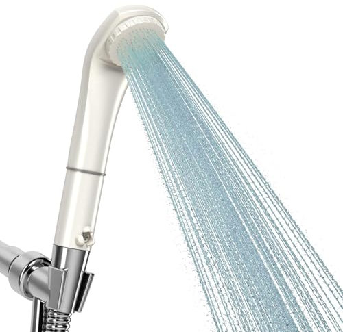 Purebble II Japanese Microbubble Shower Head | Made in Japan | Deep Cleansing, Water-Saving, High-Pressure Spa Experience | Eco-Friendly, Easy Installation (Glitter White)