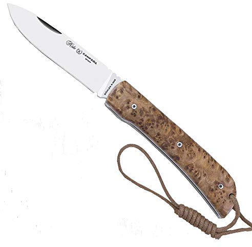 MIGUEL NIETO Navaja Campaña 150-S de 20 cm. con Hoja de Acero 12C28 de 9,5 cm, Mango de Madera Natural de Tuya, Sirtema de Cierre Piston.