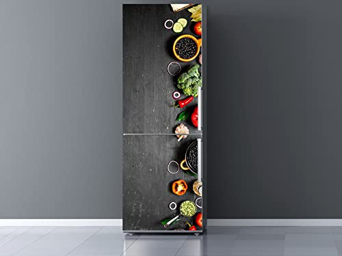 Oedim Vinilo para Frigorífico Dibujo Verdura 185x60cm | Adhesivo Resistente y Económico | Pegatina Adhesiva Decorativa de Diseño Elegante