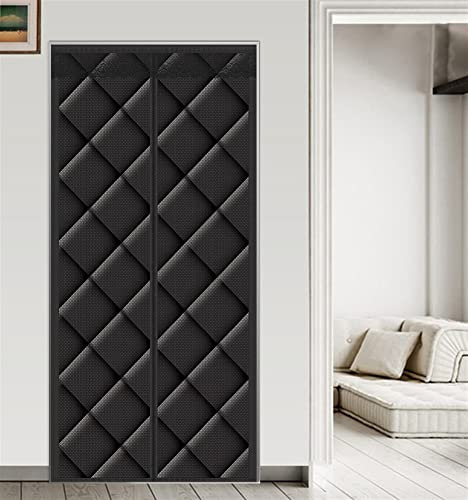 Liveinu Wärmeschutzvorhang Magnet Thermo Türvorhang Isolier Schutz Panel-Isolierung Thermovorhang Verdunklungsgardine Wasserdicht Winddicht Geräuschisolierung für Balkontür Wohnzimmer 95x200cm Schwarz