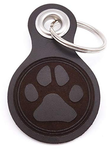 Samunshi® Pfote Schlüsselanhänger Leder Gravur Motiv für Männer und Frauen Individuell Schlüssel Anhänger Geschenk 8x4,8cm dunkel braun/graviert