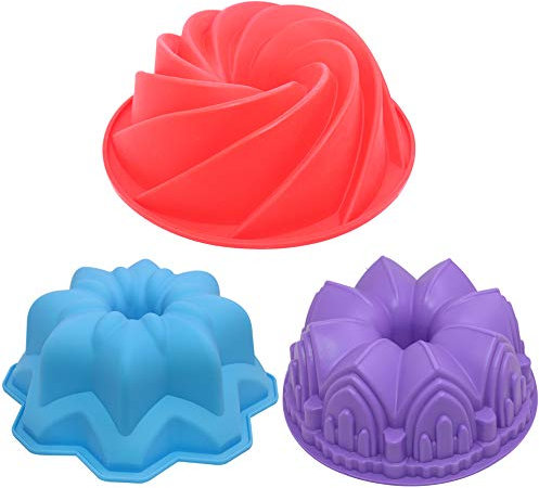 Aifuda Silikon Backformen, groß, Wirbel-Design, Kuchenform und Doppelblumen, für Geburtstagsparty, 3 Stück