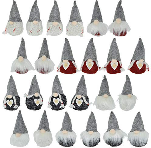 CREOFANT 24 Stück Wichtel Nordic 10cm· Mini Wichtel Figuren · Weihnachtsdekoration Wichtel · kleine Wichtel mit Wintermütze · Deko Wichtel Filz· Dekorationsfiguren · Weihnachtswichtel