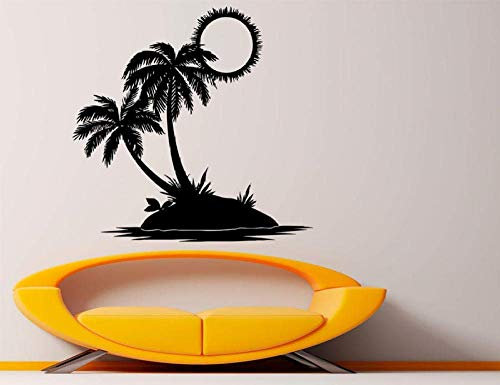 Wall Stickers Palm Tree Stickers Nature Seascape Beach Sun Sea Housewares Art Interior Bedroom Removable Home Decor 43 * 42Cm