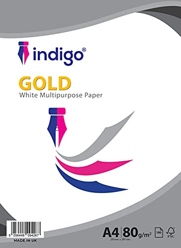 Indigo® A4 White Multipurpose Copier Paper – 80GSM, 100 Sheets | Compatible with Inkjet, Laser & Copier Printers | Smooth Finish for Home, Office & School Use