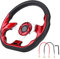 Qiilu 320mm Rennlenkrad Carbon Faser Rennlenkung Modifikation Mini Drifting Lenkrad Wildleder Leder Rot