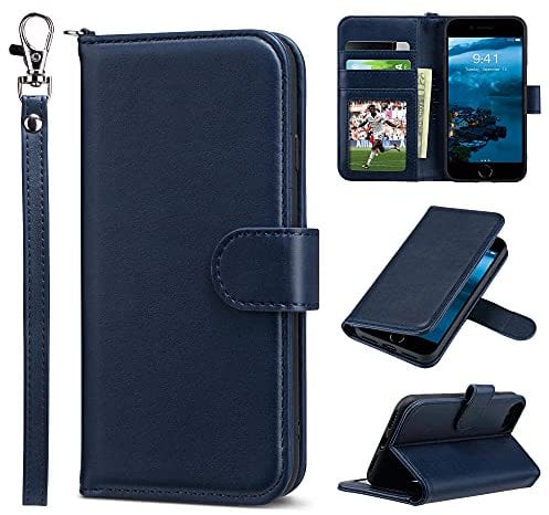 ULAK Case for iPhone SE Case 2022/2020/iPhone 8/iPhone 7, PU Leather Wallet Case with Card Holder Kickstand Shockproof Protective Flip Cover for iPhone 7/8/SE 2nd/ 3rd Gen 4.7 inch, Blue