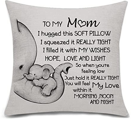 Bacmaxom Mum Gifts from Daughter Son Cushion Cover Throw Pillow Cover for Mother from Daughter Son Birthday Gifts