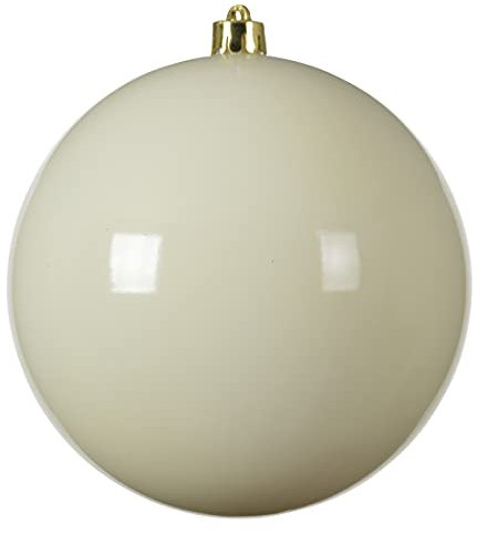 große dekorative winterliche bruchfeste Weihnachtskugel Dekokugel Kunststoff glänzend federleicht für innen und außen Durchmessernh (wollweiß glänzend, 14 cm)