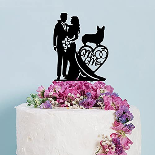 Tortenaufsatz für Hochzeitstorten mit Hunden, Braut und Bräutigam mit Pembroke, walisischer Corgi-Hund, personalisierbar, Hochzeits-Topper, Paar mit Haustier-Kuchenaufsätzen, Geschenk für Hochzeitstag
