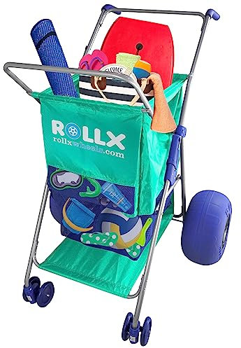 RollX Faltbarer Aufbewahrungswagen, Strandwagen, 30,5 cm Ballonräder – (Pumpe im Lieferumfang enthalten) (Meeresschaum)