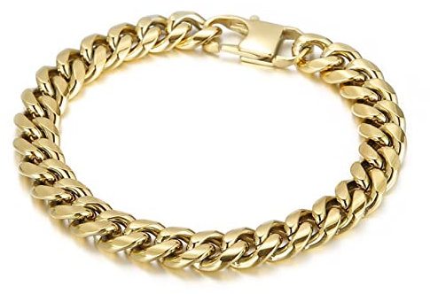 Skcess Armbänder Männer Gold，Gliederarmbänder Rock-Hip-Hop Rostfreier Stahl Magnetarmband Herren 220X10Mm