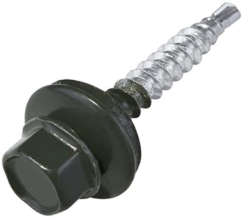 AERZETIX - C57210 - Lot de 50 Vis autoperceuse métal sur bois Ø4.8x35 mm + rondelle d'étanchéité EPDM - peint en couleur gris anthracite RAL 7016 - empreinte de la tête 8 mm hexagonale - en acier