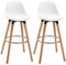 HOMCOM Juego de 2 Taburetes Altos de Cocina Altura Asiento 69 cm Taburetes de Bar Sillas Altas de Cocina Tapizado en PU con Respaldo Patas de Madera para Comedor Blanco