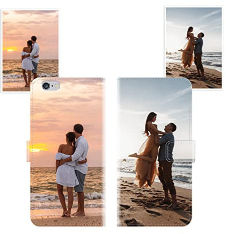 Sunrive Personalisierte hülle kompatibel mit iPhone 6 / 6S Handyhülle Benutzerdefiniert,Schutzhülle Lederhülle handykette universal Etui mit Eigenem Foto Bild Text Individuelle