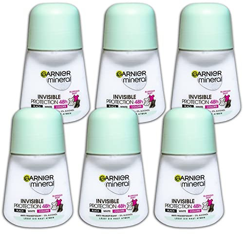6 er Pack Loreal Mineral Invisible Black, White & Colors Roll-on Anti-Transpirant 6 x 50 ml