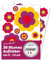 Retroblumen-Aufkleber Set 36 Sticker ca. 2-13 cm Ø in Rot-Gelb-Lila - Dekoblumen für Autoaufkleber Fahrrad Koffer Helm Retro Sticker Set - kfz743