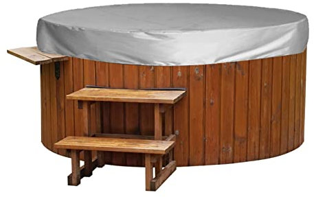 Septpenta Runde Abdeckung für Whirlpools, Wetterfeste Universalabdeckung für Vier Jahreszeiten, Reinigung Des Whirlpools, Faltbare Schutzabdeckung für Außenwannen und Thermalbäder(190 * 30 cm Grau)