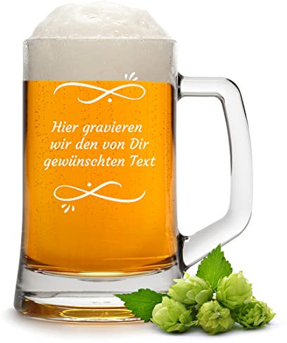 Pichet à mesurer de 0,5 l avec gravure personnalisée - Verre à bière pour papa - Cadeau de fête des pères - Corde à bière avec gravure - Idée cadeau pour papa
