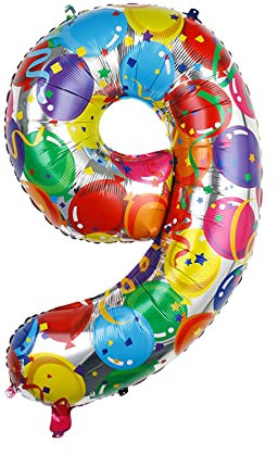 Drucilla Zahlen Luftballons Geburtstag Mädchen Junge 100cm Ballons Zahl 40 Zoll Folienballon 9 für Hochzeit Babyparty Jubiläum Geburtstagsdeko - Fliegt mit Helium