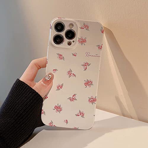 Bakicey für iPhone 12 Pro Max Handyhülle Aesthetic Blumen Matte PC Hardcase hülle Dünn Glitzer TPU Kratzfest Schutzhülle Mode Mädchen Kameraschutz Cover Schale für iPhone 12 Pro Max, Weiße Rose