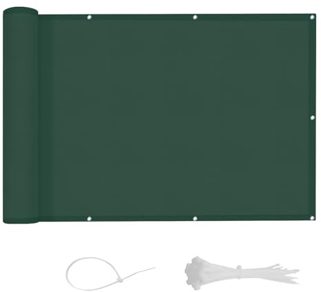 LOVE STORY Privacidad de Balcón y Pantallas 150x300cm Opaque Polyster(PES),Protección UV,Impermeable,Malla de Ocultación para Jardín Exterior,Resistente al Viento,con Ataduras de Cables,Verde