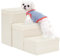 Uross Hundetreppe mit Stauraum - 3-stufige Haustiertreppe für kleine bis große Hunde, Katzen & Welpen (Beige)