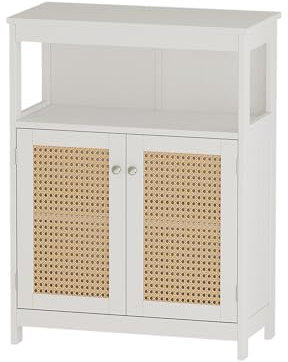 Vicco Midischrank Rosario, Badmöbel, Weiß, 60 x 80 cm mit Türen und offenem Fach