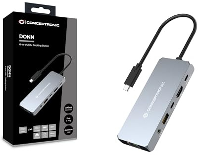 Conceptronic Donn22g Replicatore Di Porte E Docking Station Per Laptop Cablato Usb 3.2 Gen 2 [3.1 Gen 2] TypE-C Grigio (conceptronic Donn22g 6-IN-1 U
