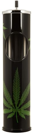 Curvaso Chronic Black Printed Dustbin with Ashtray Stand Rubbish Cigarette Litter Bin Free Standing For Indoor Outdoor